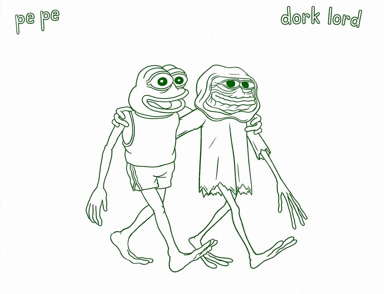 Pepe and Dork Lord walking together